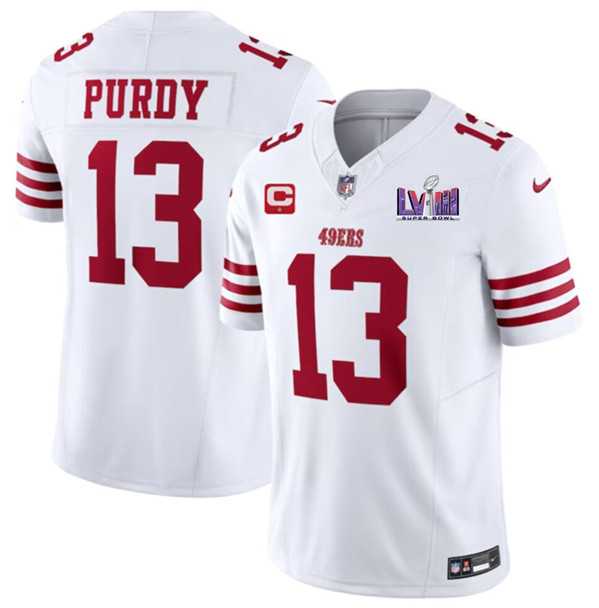 Men & Women & Youth San Francisco 49ers #13 Brock Purdy White 2024 F.U.S.E. Super Bowl LVIII Patch And 1-star C Patch Vapor Untouchable Limited Jersey